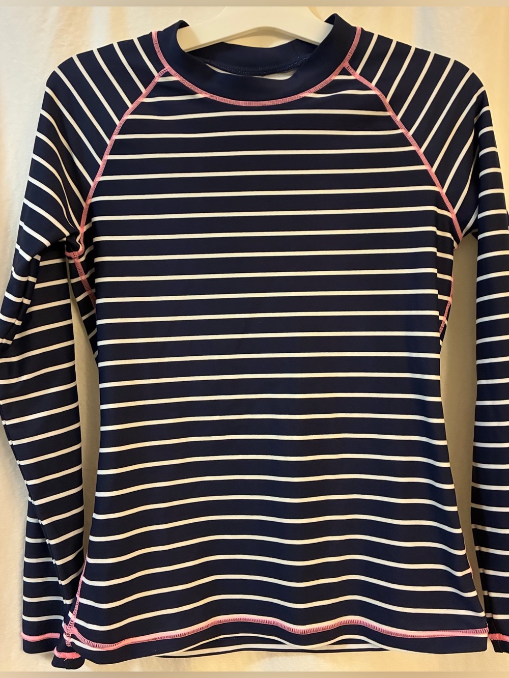 Gap Navy Blue & White Striped “GapBody” Pullover. NWOT size small.Pink Highlight